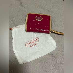 COACH Zipper Wristlet, hot pink